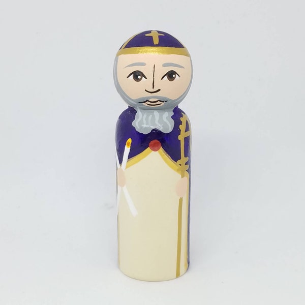 St. Blaise, Saint Peg Dolls, Catholic Gifts, Baptism, Confirmation, St. Peg Dolls