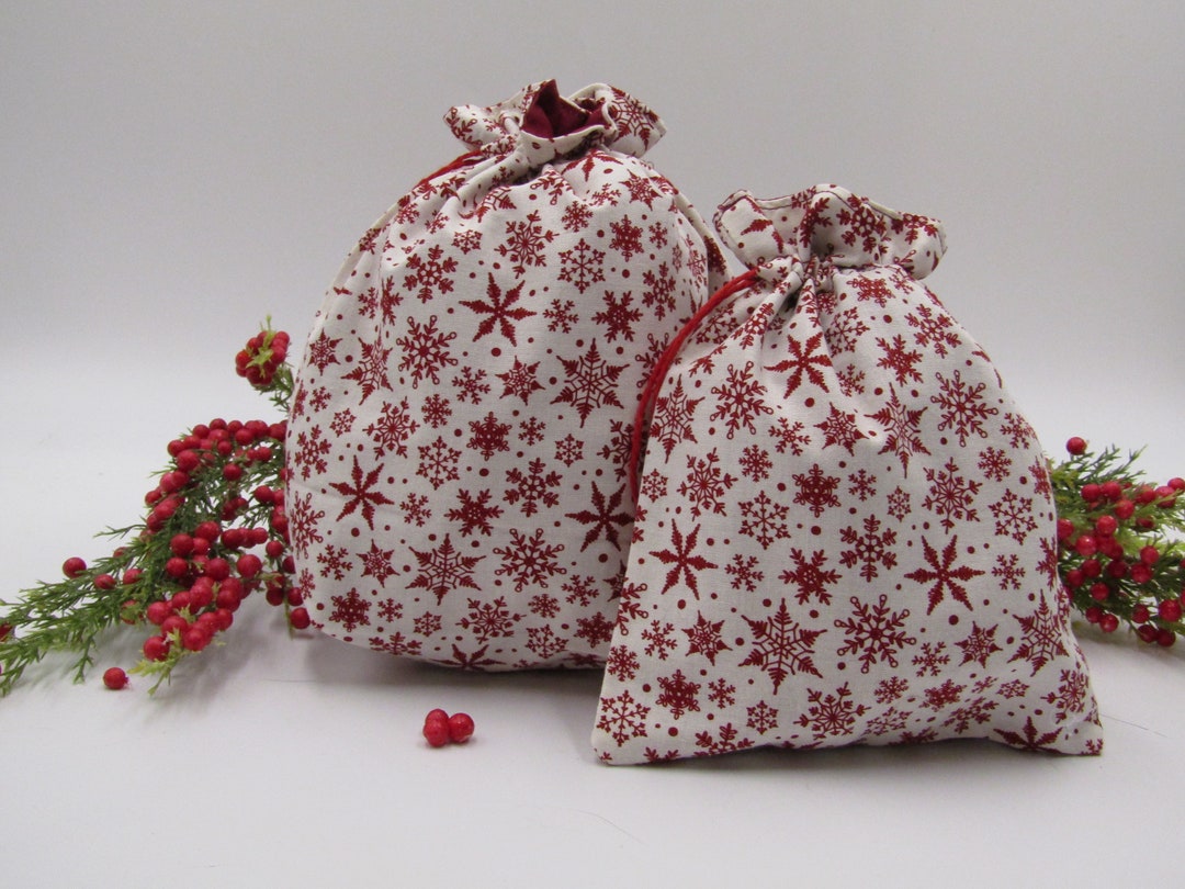 Christmas Cloth Gift Bags Lined Fabric Bag Unique Reusable Bags Cotton Bags Reusable Gift Bags