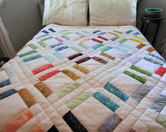 Lap Quilt Unique Modern Pattern Bright Happy Scrappy 70 X 69 Quilt - Etsy