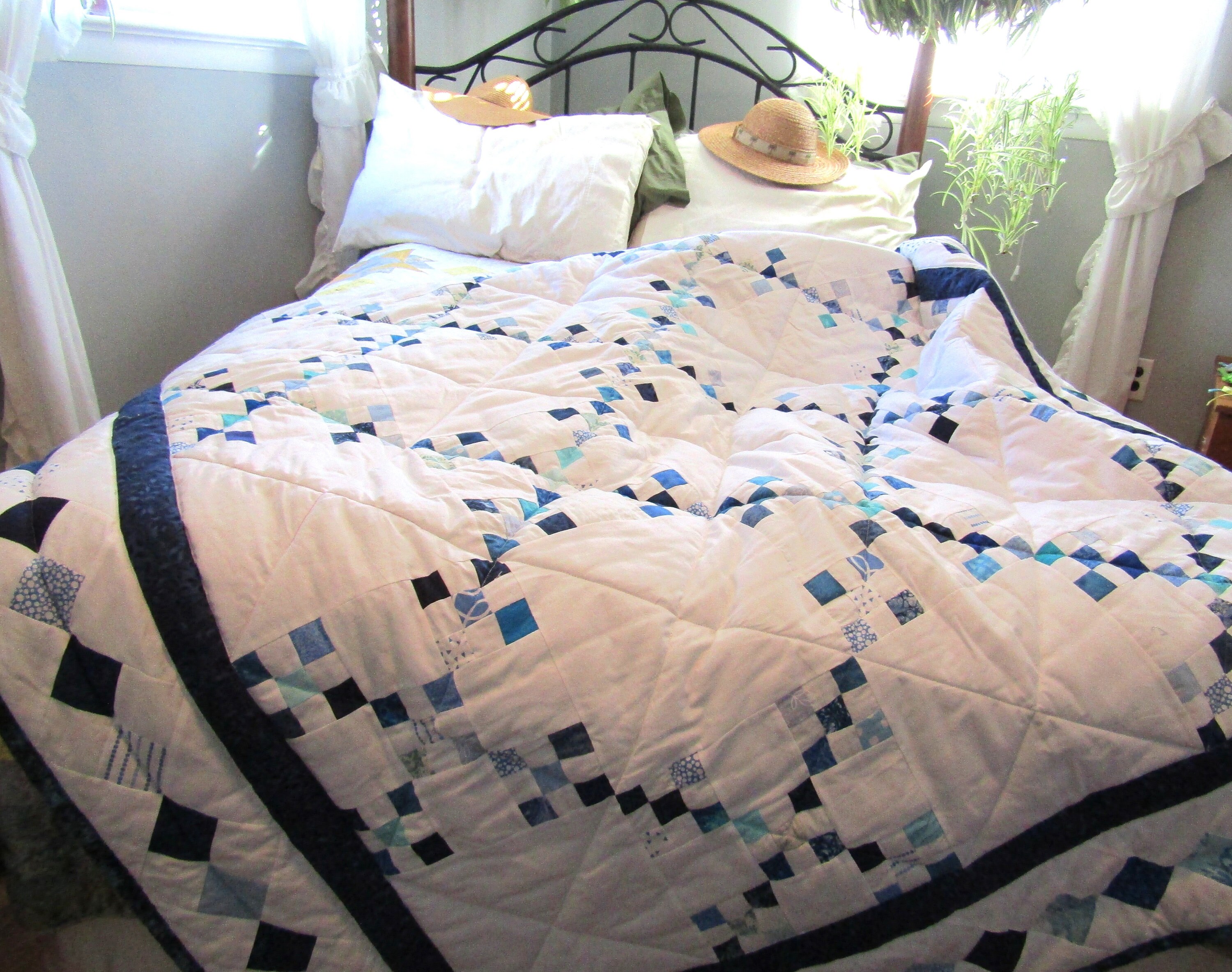 Twin Quilt/double/full Blanket/high Loft Quilt/blue and White Etsy