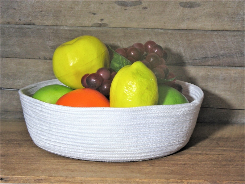 Large All White Rope Basket Round Fruit Basket Unique Fruit Etsy