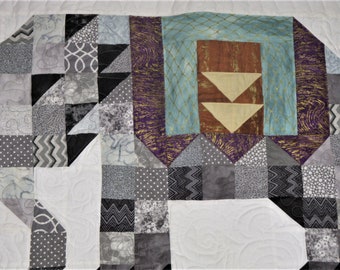 Elephant Quilt Wall Hanging, Childs Room Decor, Handmade USA