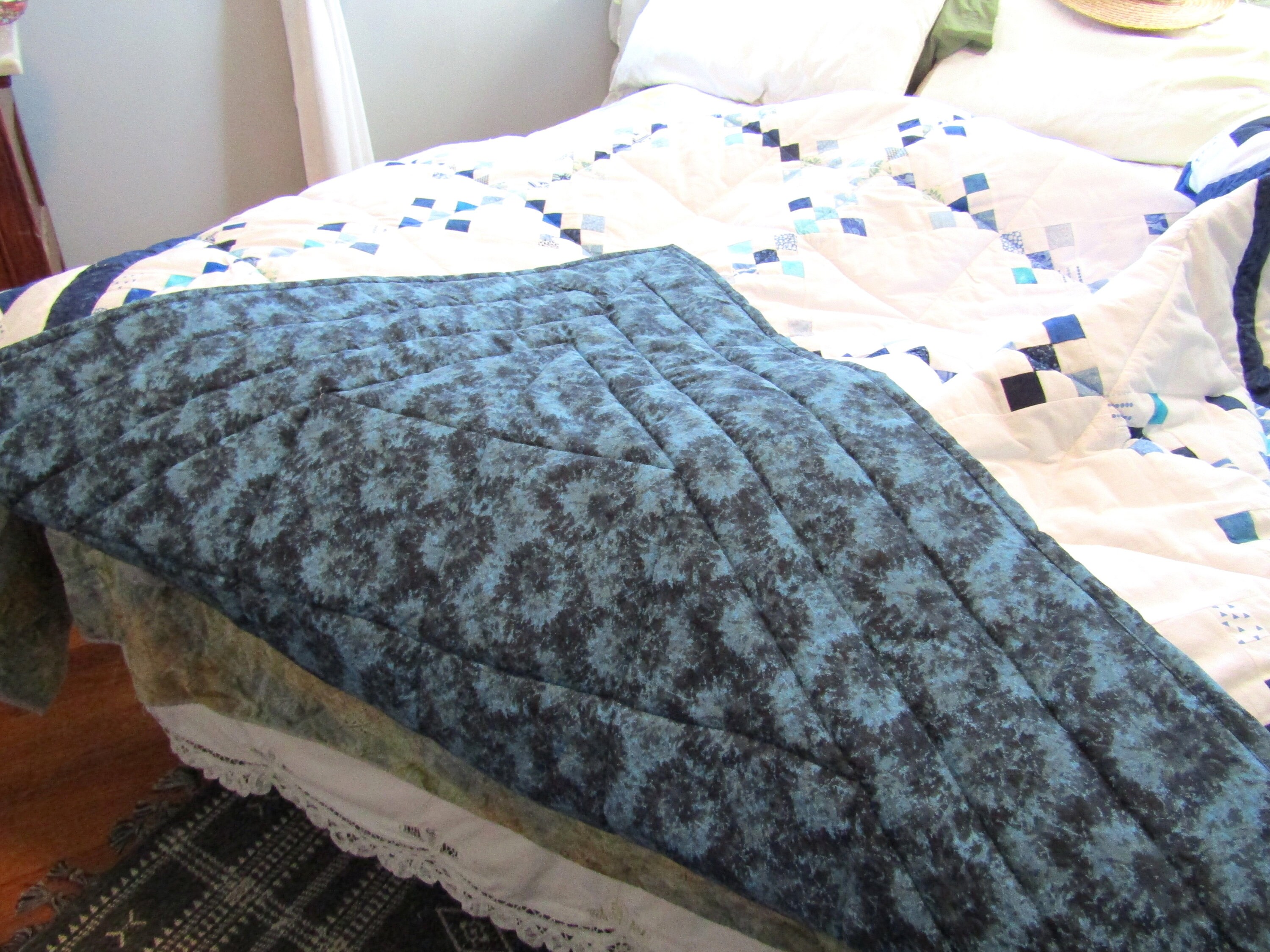 Twin Quilt/double/full Blanket/high Loft Quilt/blue and White Etsy