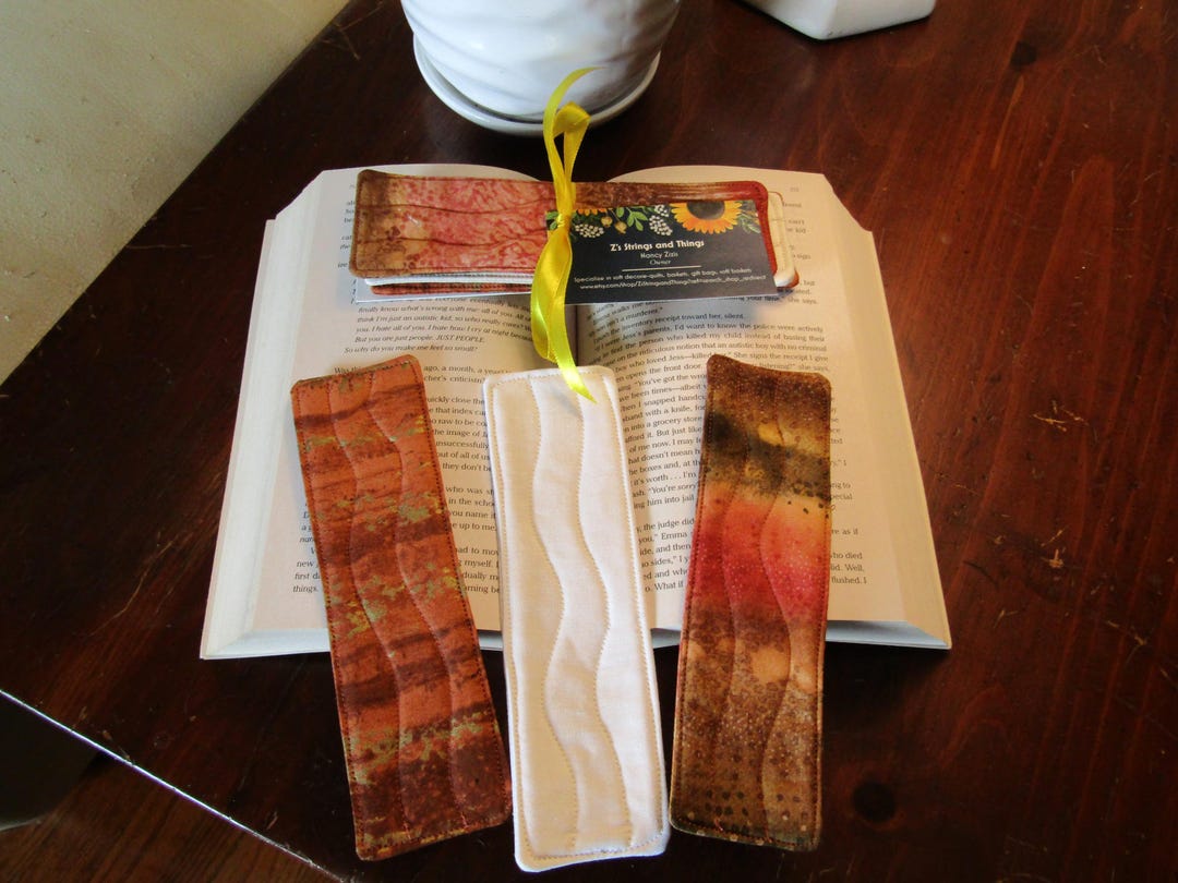 Quilted Cotton Bookmark Set: Rustic Autumn Colors, Reader Gift - Etsy