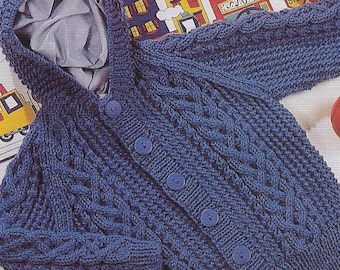 3 X Aran Knitting Pattern Children Toddler Cardigan Jacket Boy Girl Cable Aran PDF Download Only Mixed 20 - 28 inch chest