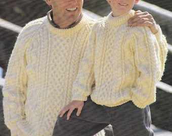 13 x Family Aran Cable Women men Child Aran knitting Pattern Cardigan Sweater Waistcoat PDF DOWNLOAD 26 - 46 inch chest