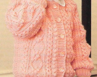3 X Aran Knitting Pattern Children Toddler Cardigan  Boy Girl Cable Aran PDF Download Only Mixed 20 - 28 inch chest