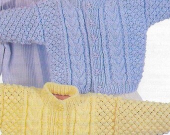 Aran Knitting Pattern Children Toddler Baby Boy Girl Cable Aran PDF Download Only Mixed 16 - 28 inch chest