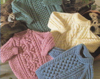 Aran Knitting Pattern Children Toddler Baby Boy Girl Cable Aran PDF Download Only Mixed 18 - 28 inch chest