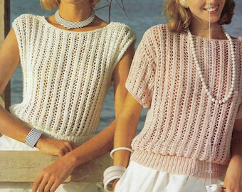 11 x Womens Top Cotton Knitting Pattern PDF Download ladies Summer Short Sleeve Sleeveless Top Jumper Sweater Mixed 30 - 40 inch chest