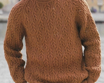 DK Cable Sweater Mens Man  Knitting Pattern Jumper Sweater Pattern PDF DOWNLOAD 38 - 48 inch chest