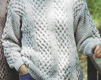 Ladies Mens Aran Cable Women Pdf Aran Cardigan Knitting Pattern Cable Aran Jumper Cardigan PDF DOWNLOAD Sizes 32 - 44 inch chest