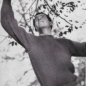 Enkelt Fisherman Rib-mönster för män, ribstickning, tröja, enkelt mönster i PDF-format, bröstlängd 89-101 cm