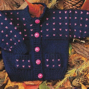 5 X Patrón de tejido Aran para niños pequeños, manta, cárdigan, jersey, bebé, niño y niña, cable Aran, descarga en PDF, solo mixto, 16 a 24 pulgadas de pecho