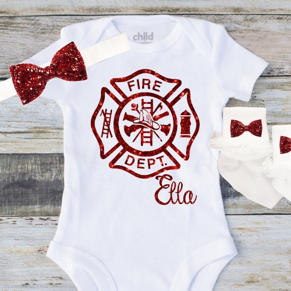 Firefighter Baby, Firefighter Onesie, Firefighter Kid, Fire Dept Baby, Fire Baby Gift, Fire baby Shower, Firefighter Daughter, Fireman baby