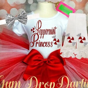 Christmas Tutu, Christmas Outfit, Christmas Dress, Red Green Tutu Outfit, Christmas Top, Glitter Christmas, Peppermint Princess