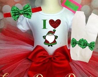 Christmas Tutu, Red green Tutu Outfit, Santa Top, Christmas Dress, Christmas Outfit, Baby Christmas Tutu, Girl Christmas Tutu