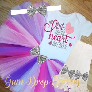 Valentines Outfit, Valentines Tutu, Valentines Day Top, Valentine&#39;s Day Shirt, Valentine&#39;s Day Tutu, Pastel Tutu, Miss Heart Breaker