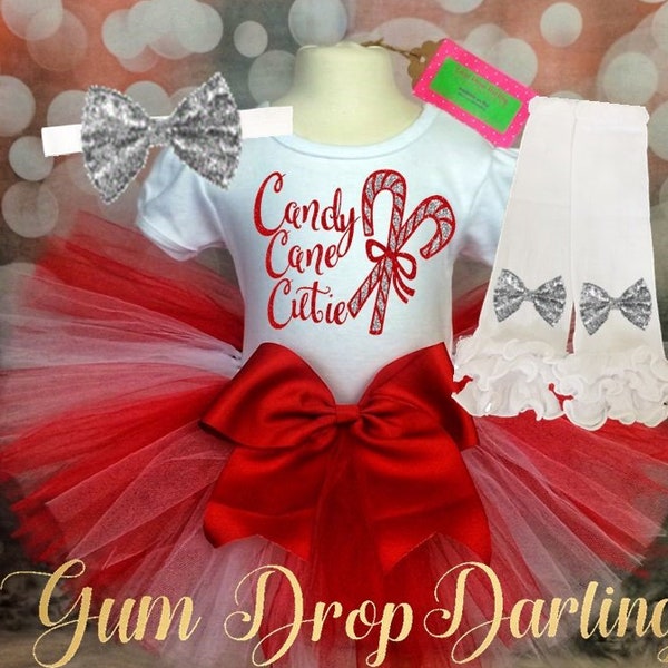 Christmas Tutu, Christmas Outfit, Christmas Dress, Candy Cane Cutie, Christmas Top, Glitter Christmas,red tutu, Christmas bodysuit