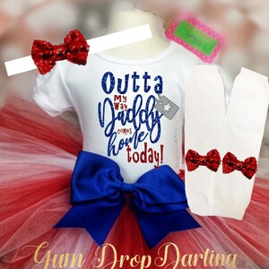 Military Homecoming, Daddy coming home, Military Baby, Military daughter, Military Daddy, Patriotic girl, Patriotic Baby, homecoming outfit