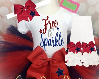 Fourth of July Outfit, 4th of July Baby, 4th of July Girl, Patriotic tutu, Free to Sparkle, 4th of July Tutu, Fourth of July Tutu