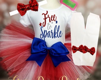 Fourth of July tutu, 4th of July girl, patriotic baby, 4th of July outfit, red white blue tutu, Free to Sparkle, Girls patriotic, Red Tutu