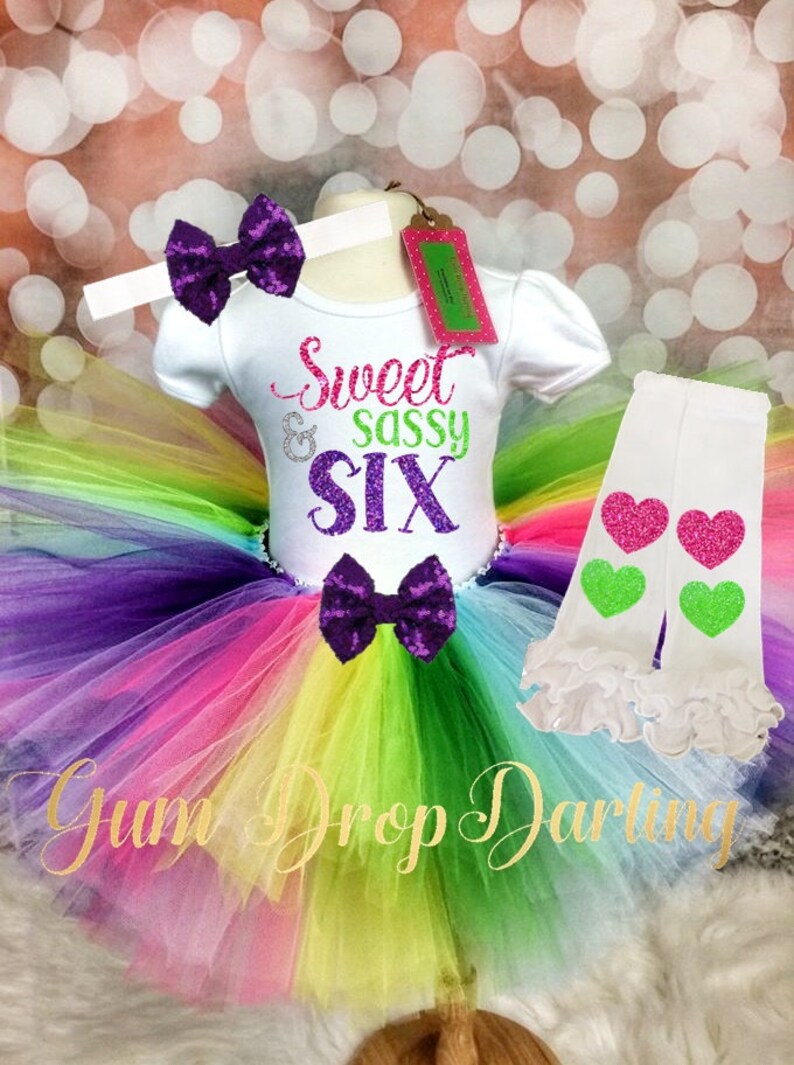 Ruffled Leggings Birthday tutu Sweet Sassy SIx Top Birthday girl shirt Birthday Girl tutu Outfit Rainbow tutu Rainbow Birthday
