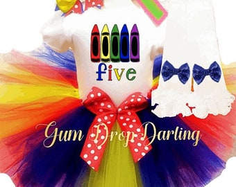 Crayon Birthday, Crayon tutu, Tutu de color primario, Cumpleaños de color primario, Traje de Crayon Tutu, Top de crayón para niñas, Tutú de cumpleaños de Crayón, tutú de cumpleaños de crayón, tutú