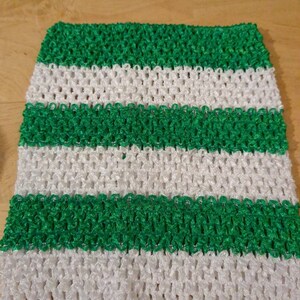 Crochet tube top, tutu dress top, stretchy tube top, unlined green and white striped 3-5 years