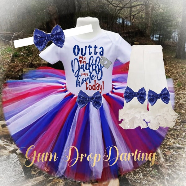 Patriotic Tutu, Military Homecoming, Daddy coming home, Military Baby, Military daughter, Military Daddy, Patriotic girl, Patriotic Baby