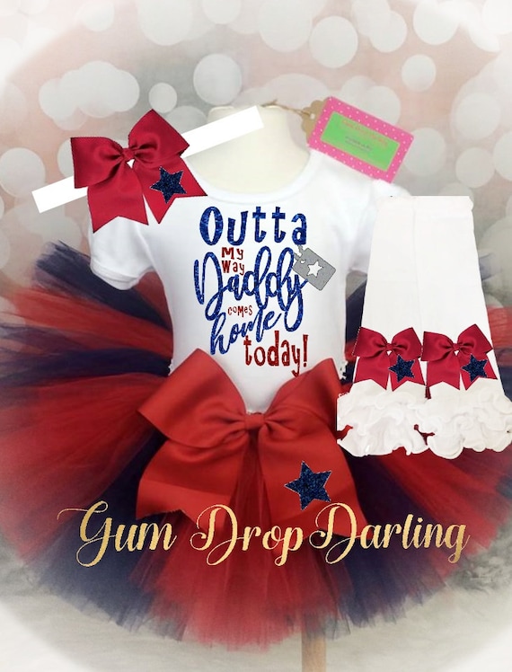 Military Homecoming, Daddy coming home, Military Baby, Military daughter, Military Daddy, Patriotic girl, Patriotic Baby, homecoming outfit
