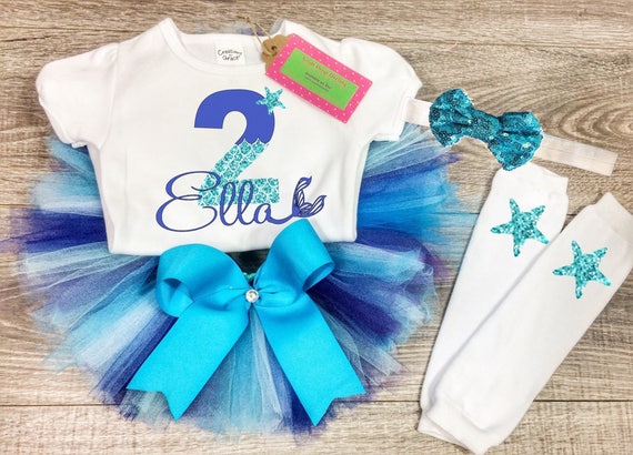 Tenue D'Anniversaire Personnalisée Sirène - Body Ou T-shirt Pour Fille, Fait Main