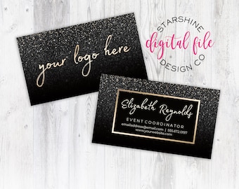 business card design personalized business card gold black glitter custom business card design for any business printable digital file - Personalized Business Cards business card design personalized business card gold black glitter custom business card design for any business printable digital file - Personalized Business Cards
