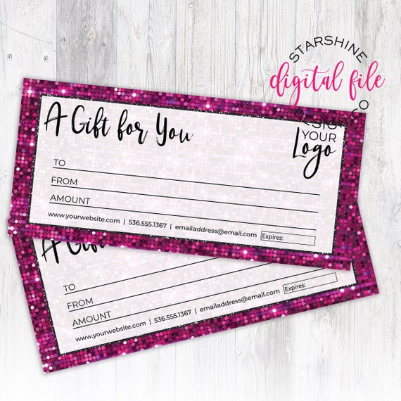 personalized gift certificate design printable digital file etsy