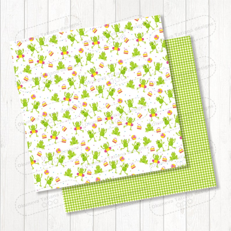 Funny Frogs Digital Printable Papers Scrapbook Set 14 JPG | Etsy