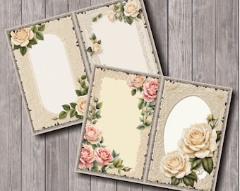 Junk Journal Pages, Flowers Scrapbook Page, Botanical Journal, Printable Paper, Collage Sheet, Digital Download, Digital Scrapbook Paper Kit