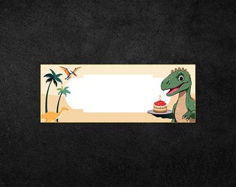 Jurassic Birthday Party-naamplaatje: afdrukbaar dinosaurusthema (digitaal bestand)