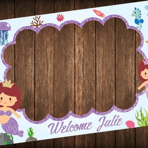 Mermaid Baby Shower Frame, Birthday Party, Photo Booth Frame,  Little Mermaid Birthday Party, Baby Shower Party