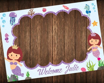 Mermaid Baby Shower Frame, Birthday Party, Photo Booth Frame,  Little Mermaid Birthday Party, Baby Shower Party