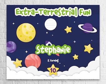 Personalized Space Birthday Backdrop: Planets & Stars (Digital File)