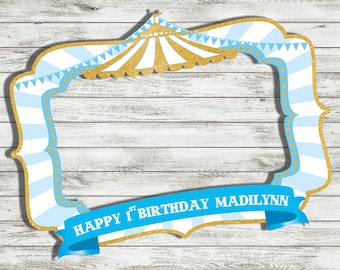 Carnival Photo Prop Frame - Blue Carnival photo booth frame - DIY Photo Prop  Boy Sign Customized Digital Printable