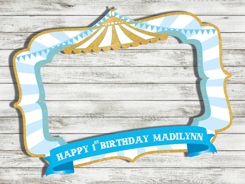 Carnival Photo Prop Frame Blue Booth Diy Boy Sign Customized Digital Printable