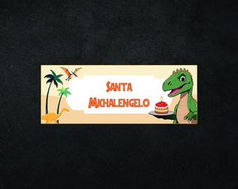 Jurassic Birthday Party-naamplaatje: gepersonaliseerd dinosaurusthema (digitaal bestand)