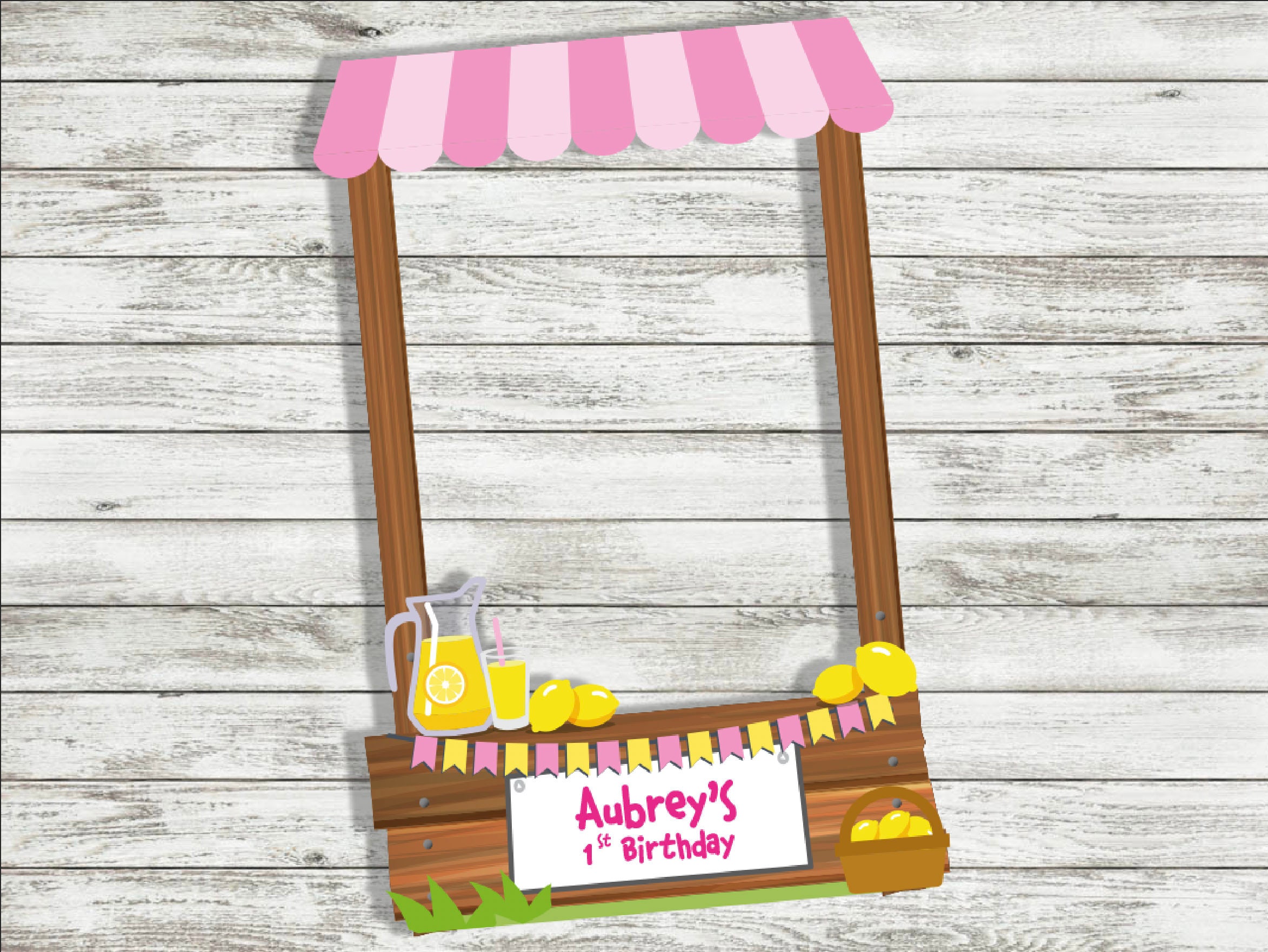 PRINTABLE Lemonade Photo Booth Frame Pink Lemonade Birthday Etsy
