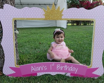 Princess Birthday Frame, First Birthday Party, Photo Booth Frame, Pink Princess Birthday Party