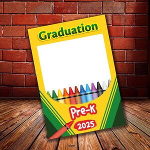 Pre-K 2023 Crayon afstudeerfeest lijst, krijt afstudeerfeest, krijt Photo Booth Frame, afstudeerfeest lijst