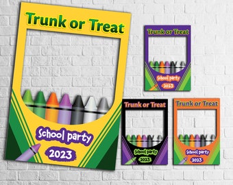 4 Color Options Crayon HALLOWEEN Party Frame, Crayon Trunk Or Treat Party, Crayon Photo Booth Frame, Birthday Party frame
