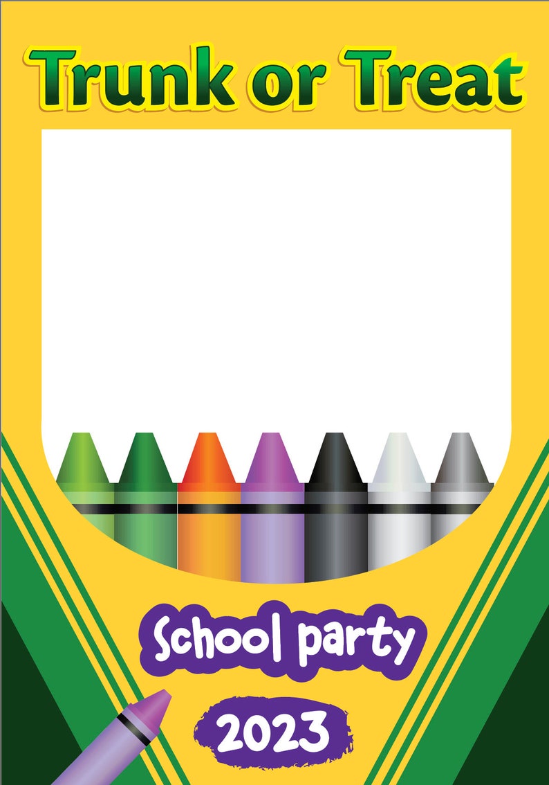 Crayon HALLOWEEN Party Frame, Crayon Trunk or Treat Party, Crayon Photo