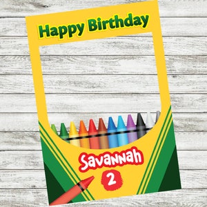 Marco de la fiesta del crayón, Fiesta de cumpleaños del crayón, Marco de la cabina de la foto del crayón, Marco de la fiesta del cumpleaños