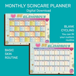 Skin Cycling Calendar, Monthly Skincare Planner, Daily Skincare Routine, Skin Cycle Guide Chart Plan, Cheat Sheet, Printable Daily Planner
